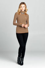Load image into Gallery viewer, Long Sleeve Striped Turtleneck Top