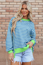 Load image into Gallery viewer, High-Low Striped Long Sleeve Sweatshirt