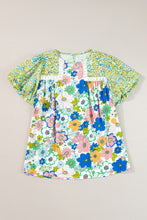 Load image into Gallery viewer, Floral Round Neck Puff Sleeve Blouse