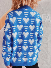 Load image into Gallery viewer, Heart Contrast Long Sleeve Dropped Shoulder Sweater