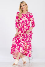Load image into Gallery viewer, Celeste Floral Round Neck Ruffle Hem Dress