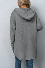 Load image into Gallery viewer, Cable-Knit Dropped Shoulder Hooded Cardigan