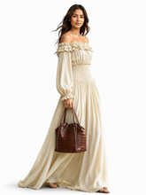 Load image into Gallery viewer, Whitley Off-Shoulder Ruffled Maxi Dress with Smocked Waist
