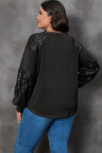 Load image into Gallery viewer, Lucky Clover Sequin Round Neck Blouse
