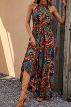 Load image into Gallery viewer, Tied Slit Floral Sleeveless Dress