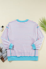 Load image into Gallery viewer, High-Low Striped Long Sleeve Sweatshirt