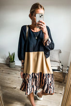 Load image into Gallery viewer, Women Colorblock Bishop Sleeve Mini Dress