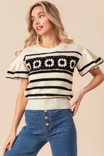 Load image into Gallery viewer, Gabby Square Short Sleeve Striped Sweater