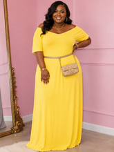Load image into Gallery viewer, Reba Solid Color Short Sleeve Maxi Dress Plus Size