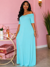Load image into Gallery viewer, Reba Solid Color Short Sleeve Maxi Dress Plus Size