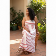 Load image into Gallery viewer, Women's A-Line Stunning White Striped Maxi Dress
