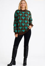 Load image into Gallery viewer, Heart Contrast Long Sleeve Dropped Shoulder Sweater