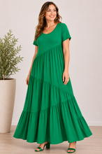 Load image into Gallery viewer, Rylie Round Neck Tiered Ruffle Maxi Dress