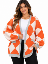 Load image into Gallery viewer, Casey Checkered Dropped Shoulder Long Sleeve Cardigan