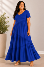 Load image into Gallery viewer, Rylie Round Neck Tiered Ruffle Maxi Dress