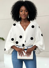 Load image into Gallery viewer, Polka Dot Balloon Sleeve Blouse