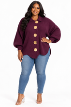 Load image into Gallery viewer, Kylie Gold Buttons Lantern Sleeve Cardigan