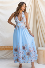 Load image into Gallery viewer, Floral Print Halter Neck Maxi Dress