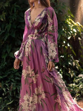 Load image into Gallery viewer, Floral Print Long Sleeve Maxi Dress Plus Size