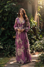 Load image into Gallery viewer, Floral Print Long Sleeve Maxi Dress Plus Size