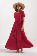 Load image into Gallery viewer, Round Neck Tiered Ruffle Maxi Dress