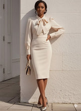 Load image into Gallery viewer, Bow Tie Neck Long Sleeve Bodycon Dress