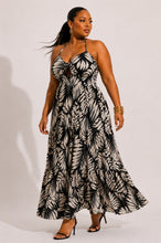 Load image into Gallery viewer, Charity Plus Size Tropical Print Knot Front Maxi Dress