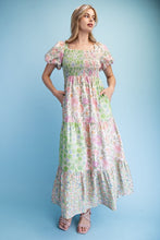 Load image into Gallery viewer, Lilly Mixed Print Smocked Midi Dress