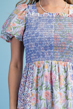 Load image into Gallery viewer, Lilly Mixed Print Smocked Midi Dress