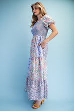Load image into Gallery viewer, Lilly Mixed Print Smocked Midi Dress