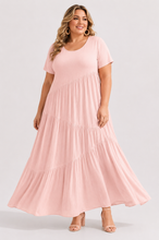 Load image into Gallery viewer, Rylie Round Neck Tiered Ruffle Maxi Dress