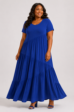 Load image into Gallery viewer, Rylie Round Neck Tiered Ruffle Maxi Dress