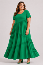 Load image into Gallery viewer, Rylie Round Neck Tiered Ruffle Maxi Dress