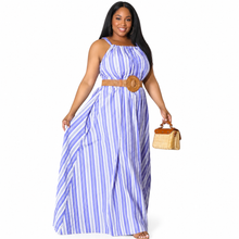 Load image into Gallery viewer, Cecilia Blue And White Striped Maxi Dress