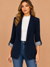 Load image into Gallery viewer, Kelly Lapel Collar Roll-Tab Sleeve Blazer