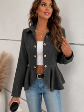 Load image into Gallery viewer, Khloe Ruffle Hem Collared Blazer