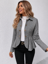 Load image into Gallery viewer, Khloe Ruffle Hem Collared Blazer