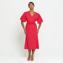 Load image into Gallery viewer, MEGHAN Gingham Hemp Midi Dress In Scarlet Red