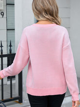 Load image into Gallery viewer, Bow Round Neck Dropped Shoulder Sweater