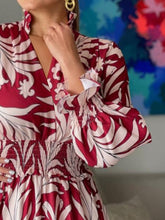 Load image into Gallery viewer, Printed Flounce Sleeve Maxi Dress