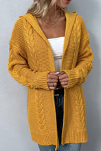 Load image into Gallery viewer, Cable-Knit Dropped Shoulder Hooded Cardigan