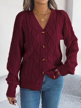 Load image into Gallery viewer, Cable-Knit Long Sleeve Cardigan