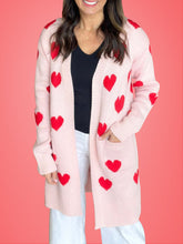 Load image into Gallery viewer, Heart Open Front Long Sleeve Cardigan