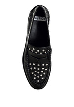 Load image into Gallery viewer, Oglavia Studs Embellished Leather Loafers