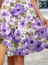 Load image into Gallery viewer, Flower Round Neck Tiered Dress