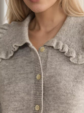 Load image into Gallery viewer, Frill Button Up Collared Neck Long Sleeve Cardigan
