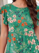 Load image into Gallery viewer, Flower Round Neck Tiered Dress