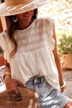 Load image into Gallery viewer, White Ruffled Lace Flowy Tank Top