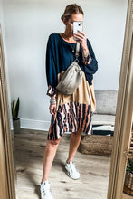 Load image into Gallery viewer, Women Colorblock Bishop Sleeve Mini Dress