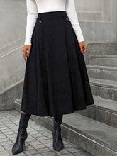 Load image into Gallery viewer, Decorative Button Ruched Midi Skirt